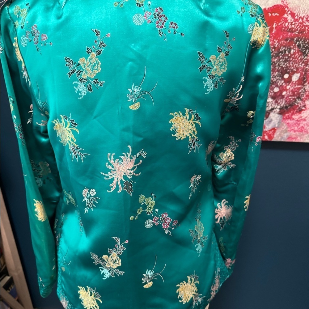 Peony Teal/Black Reversible Floral Women's Jacket M - Picture 2 of 9
